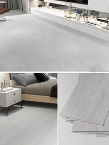 1入組91.4cm*15.2cm*0.2cm自粘PVC地板膜，適用於家居、客廳、臥室、辦公室。2mm防水、耐磨，加厚塑料地磚 - 淺灰色 - 查看 2