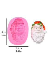 1 件圣诞帽和圣诞老人形状硅胶模具，适用于饼干、巧克力、软糖蛋糕装饰工具 - 粉色 - 查看 2