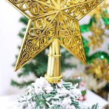 1入金色鏤空電鍍漸變色五角星樹頂裝飾品,適用聖誕樹 - 金色 - 查看 6