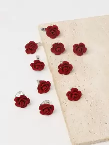 10pcs Rose Shaped Hair Clips For Women's Braids Hairstyles Boho Valentine's Day Valentines Claw Clips Hair Claws Hair Barrettes, School Stuff, Hair Accessories, Head Accessories, Hair Accessories For Women - Burgundy - View 3