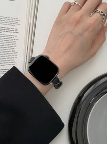 1入皮革蘋果手錶錶帶兼容蘋果手錶錶帶41mm 40mm 38mm 45mm 44mm 42mm 49mm女士男士，皮革手錶帶替換蘋果手錶帶系列SE 9 8 7 6 5 4 3 2 1 - 黑色 - 查看 3