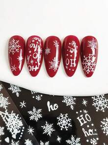 Tiebeauty 2入組白色閃光雪花指甲貼紙,麋鹿星心閃亮冬季自粘滑片貼紙新年聖誕美甲 - 白色 - 查看 2