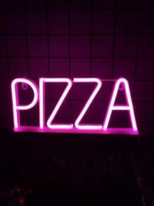 Led Pizza Shaped Neon Light For Wall Hanging, Festival Party Decorations - Pink - View 1