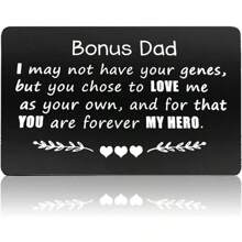 1 Miếng Bố Chạm khắc kim loại Kim loại Ví Thẻ Love Qủa tặng Đối với Sinh nhật Bố - Đen và trắng - Xem 1