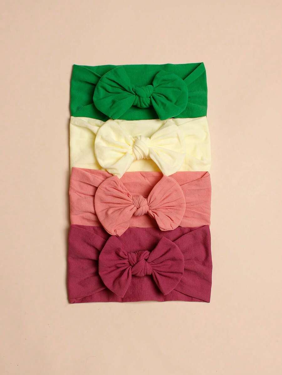 4pcs Candy Colored Nylon Bowknot Baby Headbands - Multicolor - View 1