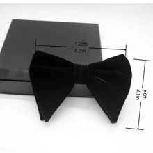 1條男士絨面尖端蝴蝶結,適用於日常、婚禮、派對等場合 - 黑色 - 查看 4