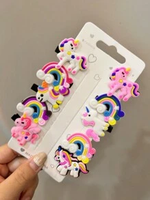 20 cái Cô gái vui tươi & Dễ thương Kỳ lân & Cầu vồng Bánh Hình dạng Kẹp tóc Đối với Hằng ngày & Trường học & Giáng sinh Qủa tặng - Nhiều màu - Xem 3