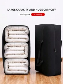 1PC Black Oxford Cloth Moving Bag, Luggage Storage Bag, Clothing Storage Bag, Travel Packaging Bag, Two-Way Arrow, Waterproof Fabric, Widened Webbing, Suitable For Home Classified Storage And Travel Moving Packaging School Organizer Bags Teacher Storage Bags Clothing Storage Box Closet Storage Containers Large Capacity Organizer Storage Bins For Bedroom Dorm For Blankets Beddings Comforter Pillow Toys Bag For School School Accessories School Stuff
