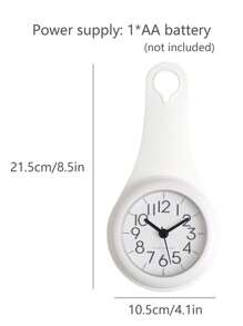 1pc Waterproof Bathroom Clock With Suction Cup For Kitchen, Living Room And Bedroom - White - View 7