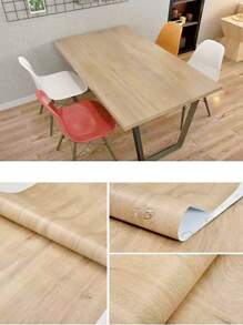 1 Roll Wood Grain Door Stickers For Wardrobe Cupboard Table Closet Furniture Waterproof PVC Self Adhesive Wallpaper Home Decor - Camel - View 2