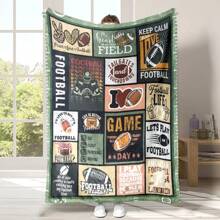 橄欖球毯,足球毯,印花披毯,柔軟法蘭絨舒適毯子,輕盈模糊印花毯,適用於沙發床辦公室旅行露營椅,投射大小溫暖絨毯;適用於所有季節的男孩女孩成年人學生禮物捐贈