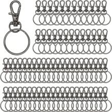 100pcs/Set Spiral Spring Clips & Key Ring Circles, Suitable For Key Chain, DIY Jewelry Craft Accessories, Valentine's Gift For Men And Women (50pcs Spring Clips + 50pcs Key Ring Circles) - Black - View 1