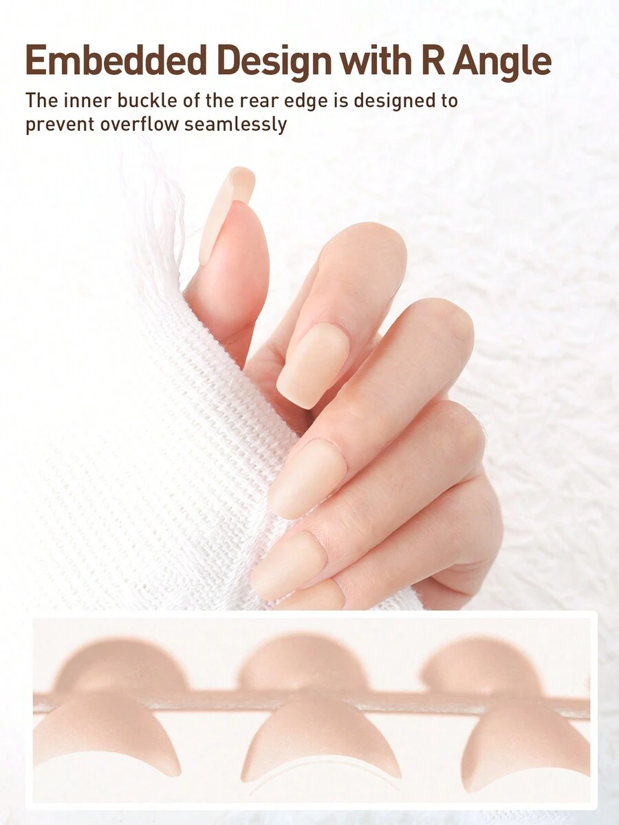 300 chiếc Màu sắc thay đổi dần Nhấn-Bật Móng tay Đối với DIY , Chế tạo Của Acrylic , 15 Kích thước Của Ngắn Hình dạng Mờ Bề mặt Với Hoàn hảo Phù hợp Đối với Nhẹ Và Vô hình Mặc - Lạc đà - Xem 1
