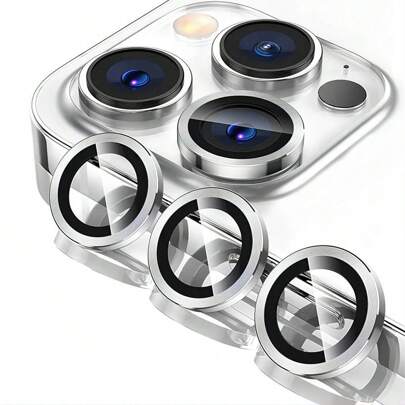 Compatibile con 15 14 13 12 11 Pro Max 15 Plus 14 Plus, Protezione per obiettivo della fotocamera, [Mantiene il design originale dell'obiettivo] Protezione in vetro temperato anti-graffio 9H, Copertura per obiettivo della fotocamera, Accessori con anello in metallo - Argento, Impermeabile, Antiurto, Anti-caduta, Anti-impronta digitale, Copertura completa