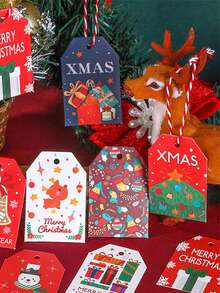 48pcs Christmas Tree Decorations Colorful 3d Cartoon Hanging Cards - Multicolor - View 1
