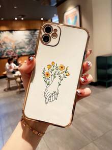 1 Miếng Đơn giản Sợi dây & Thiết kế Laser Chạm khắc Trắng Mạ điện Cạnh Ốp lưng & bao da điện thoại Tương thích với Apple Điện thoại - Nhiều màu - Xem 1