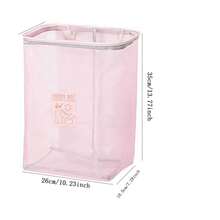 1個可摺疊尼龍網洗衣籃,大尺寸,可牆掛,無需鑽孔,浴室髒衣收納