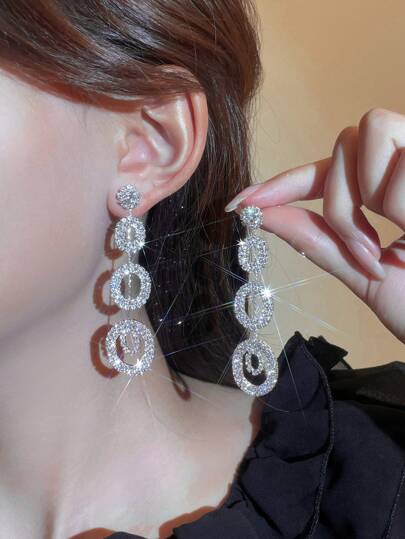 美麗性感的夜總會水晶垂飾耳環釘，女性1對