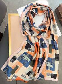 Một Đơn Giản Và Thời Trang Hình Học In Khăn Mới Phong Cách Nữ Khăn Lụa Thắt Nơ Đầu Cà Vạt Nhỏ Dài Khăn - trái cam - Xem 1