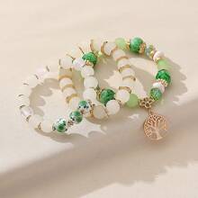 4pcs/set Bohemian Style Women's Tree Of Life Charm Combination Bracelet - White - View 4