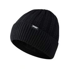 1頂時尚黑色冬季漁夫帽,男女最新編織針織帽,加厚羊毛運動帽帶防護耳,保暖戶外帽,熱門時尚頸部保暖帽套裝 - 黑色 - 查看 11