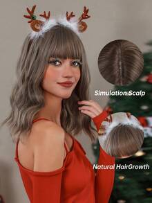 Màu bạc Xám Ngắn Quăn Bob Tóc giả Tóc mái Sợi tổng hợp Chống nóng Tóc giả Đối với phụ nữ Hằng ngày Buổi tiệc Giáng sinh Tóc Giả Cosplay - Xám - Xem 6