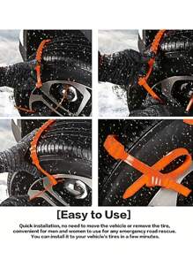 10 件/套汽車輪胎緊急旅行防滑輪胎鏈,可重複使用防滑泥鏈 - 亮橙色 - 查看 9