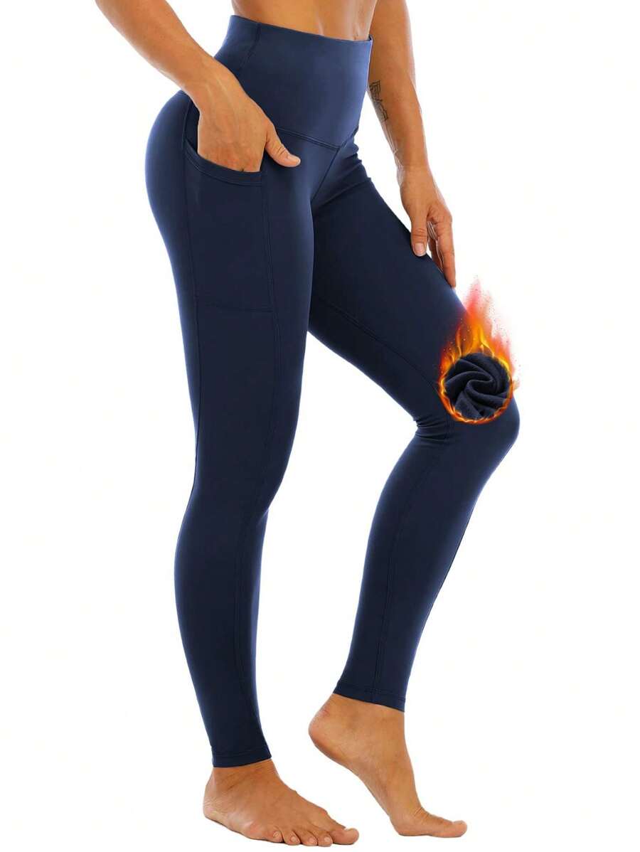 Quần legging lót nhiệt mùa đông có túi Colanti - Màu xanh hải quân - Xem 1