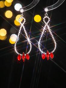 Gorgeous Nightclub Sexy Crystal Santa Earring Stud For Women 1 Pair - Red - View 1