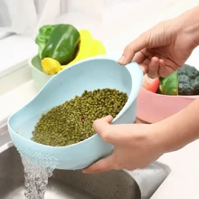 Plastic Kitchen Food Washing Bowl Rice Sieve Drain Strainer Baske - Green - View 3