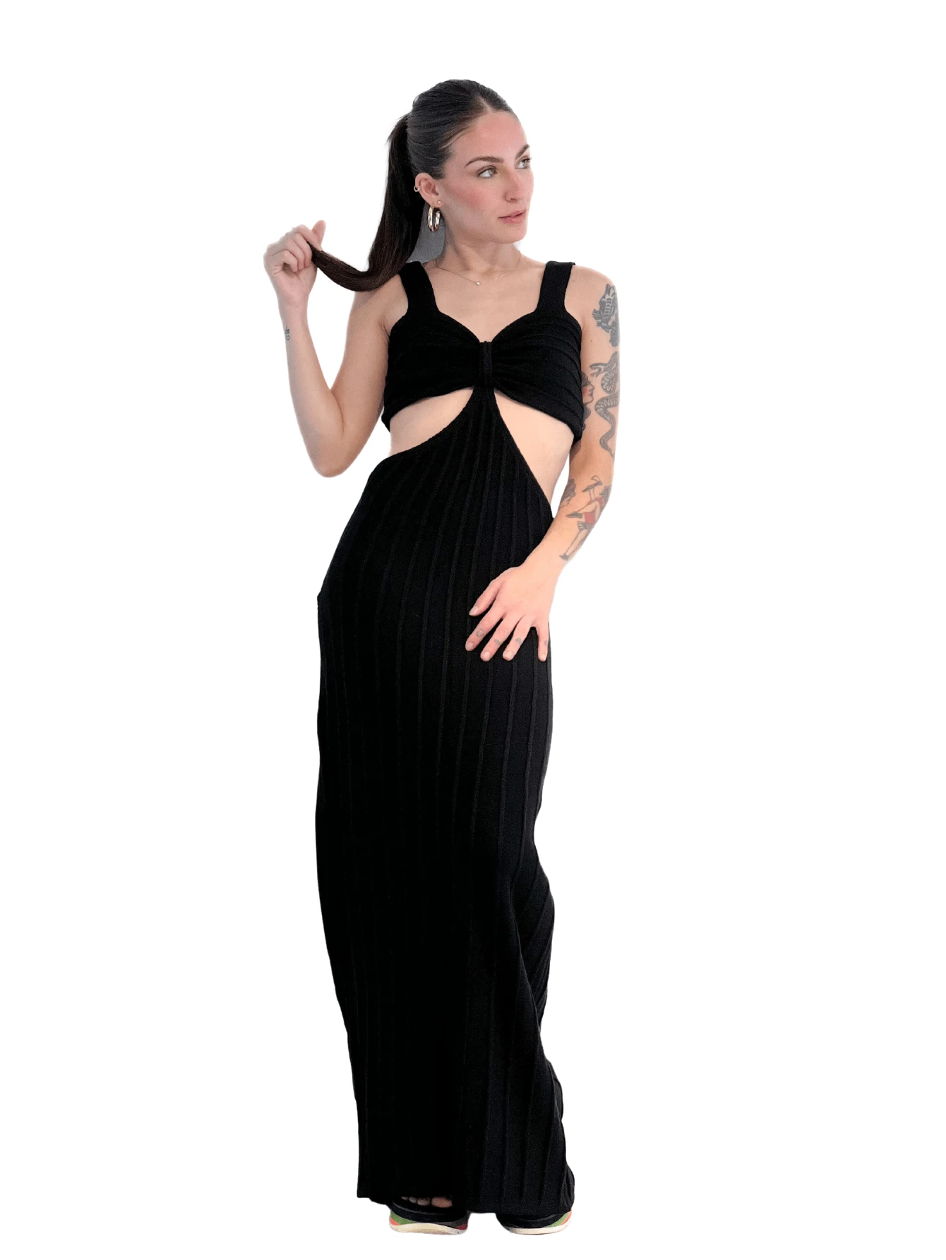 優雅的khloe長晚禮服,由莫代爾棉製成 - 僅限單一尺寸 - 黑色 - 查看 1