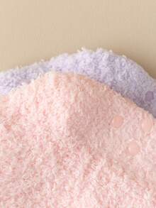 1 đôi Màu hồng Nhung san hô Màu thuần Chống trượt Dày Ấm áp Ngắn Vớ Đối với phụ nữ - Hồng - Xem 6