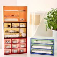 1個抽屜式收納盒,3/4/6/9個格子,適用於學校宿舍,家居文具和化妝品組織 - 咖色 - 查看 5