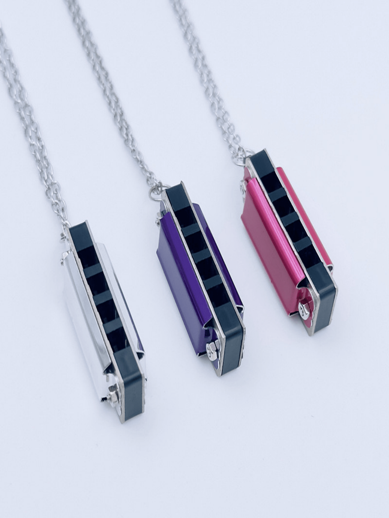 1pc 4hole 8tone Mini Necklace Harmonica, Multiple Colors Available