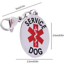 1pc Engraved Medical Rescue Mark Stainless Steel Pet Tag, Personalized Carved Label Collar Pendant To Support Animal Emotions And Service For Cats And Dogs - Silver - View 6