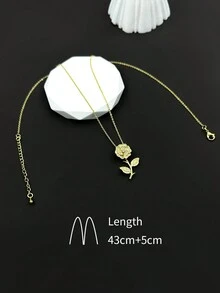 1 Miếng Hình hoa hồng Vòng cổ mặt dây chuyền Trang trí Với , MẠ Với 18K Lung linh , Thanh lịch Và Thích hợp Đối với Của phụ nữ Hằng ngày - Vàng - Xem 5