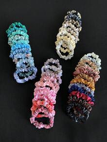 Bộ 40 dây buộc tóc hoa văn đơn giản thanh lịch màu trơn, họa tiết da báo, phụ kiện tóc đa năng, dây buộc tóc, dây buộc tóc cho nữ - Nhiều màu - Xem 5