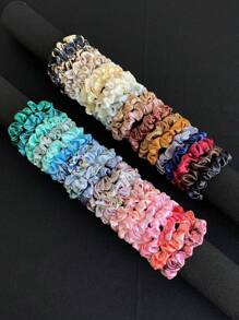 Bộ 40 dây buộc tóc hoa văn đơn giản thanh lịch màu trơn, họa tiết da báo, phụ kiện tóc đa năng, dây buộc tóc, dây buộc tóc cho nữ - Nhiều màu - Xem 2