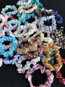 Bộ 40 dây buộc tóc hoa văn đơn giản thanh lịch màu trơn, họa tiết da báo, phụ kiện tóc đa năng, dây buộc tóc, dây buộc tóc cho nữ - Nhiều màu - Xem 6