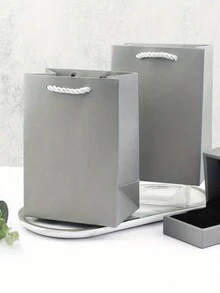 5個裝/套 手提紙袋 純色小禮物袋 生日節日首飾 紙包裝袋 - 灰色 - 查看 3