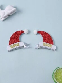 2 件裝聖誕帽髮夾,可愛裝飾髮飾