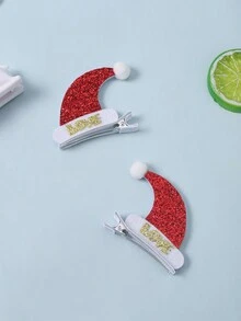 2 件裝聖誕帽髮夾,可愛裝飾髮飾
