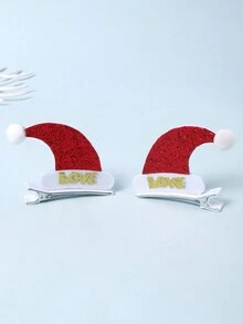 2 件裝聖誕帽髮夾,可愛裝飾髮飾