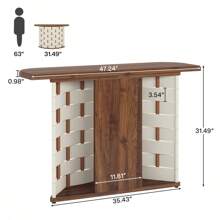 Tribesigns Half Moon Entry Table for Entryway, 47-Inch Vintage Semi Circle Console Sofa Table with Woven Leather Base, Modern Accent Table for Living Room - Trắng & Nâu - Xem 7