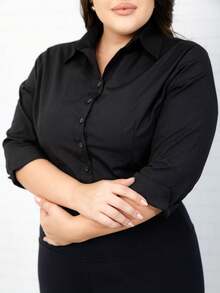 Plus Size Blouses - Black - View 3