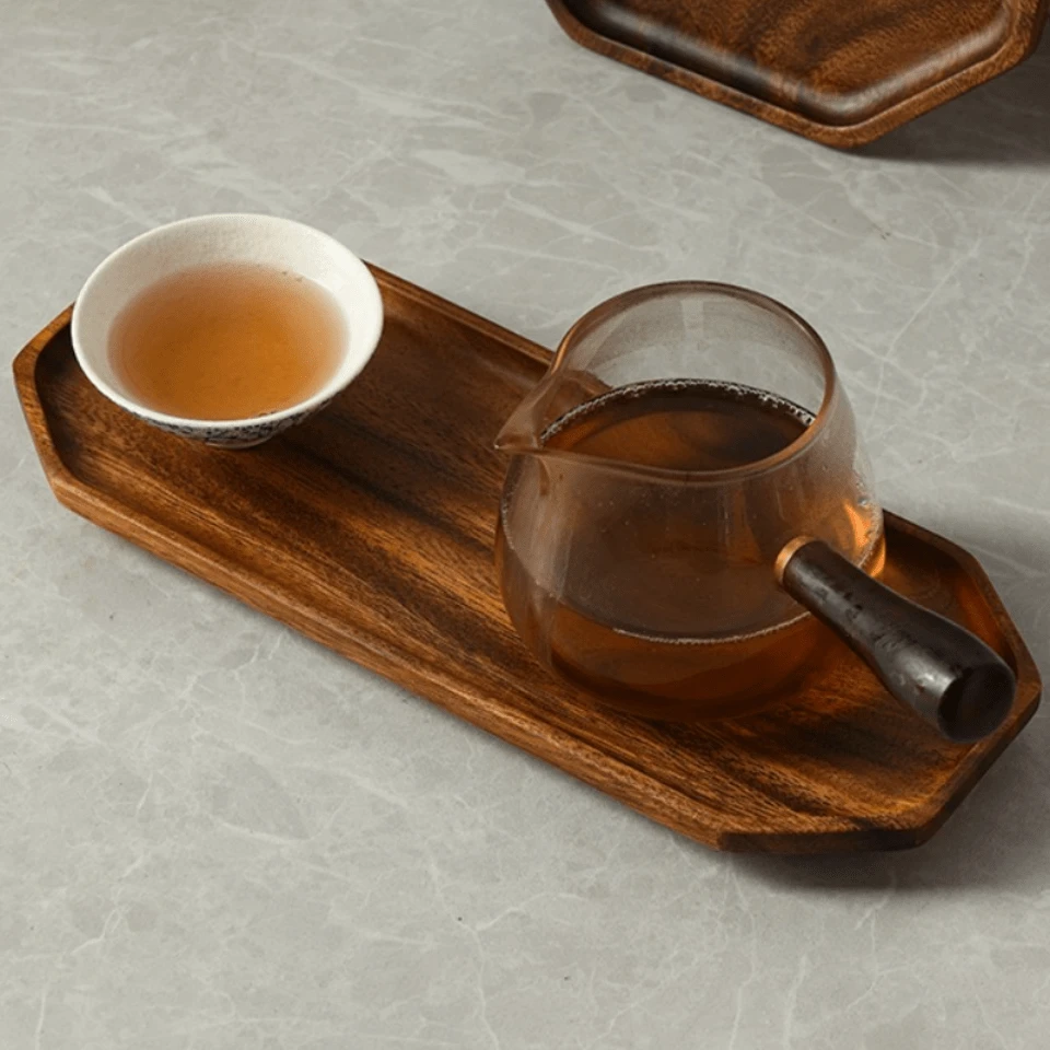 1pc Acacia Wood Tray For Fruits, Desserts, Coffee, Cake, Cheese, Bread