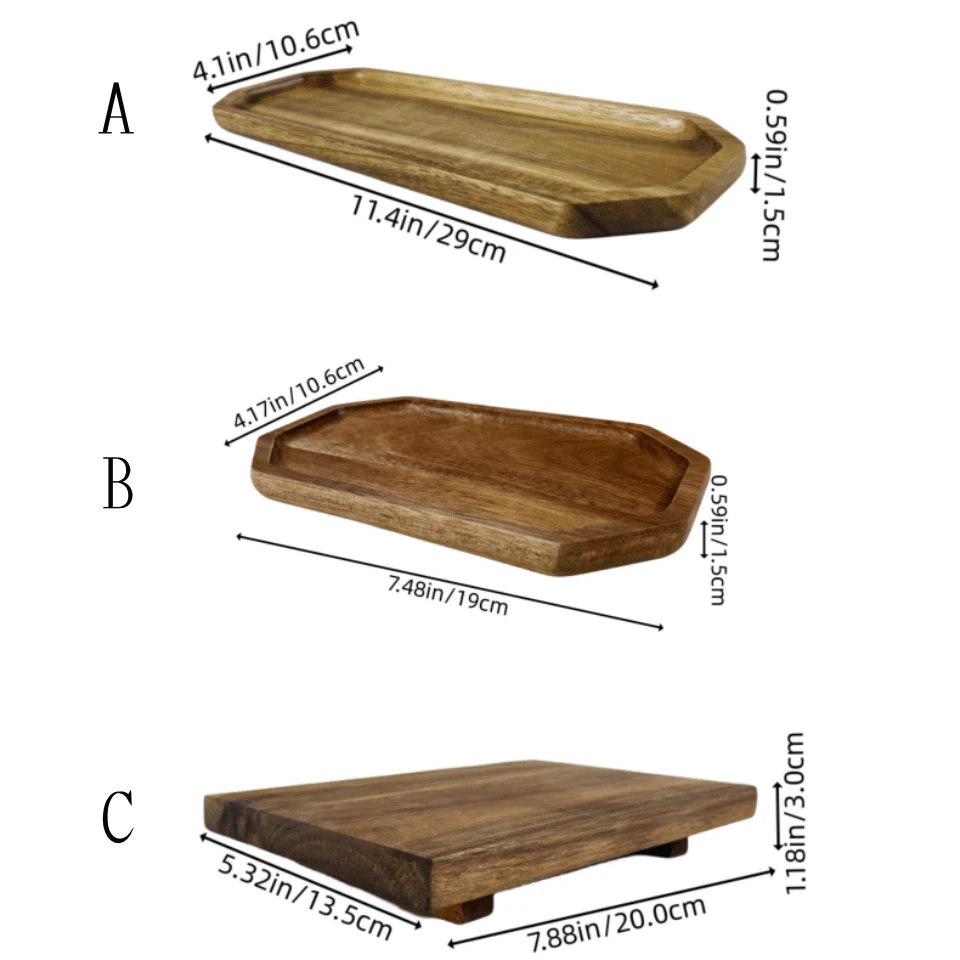 1pc Acacia Wood Tray For Fruits, Desserts, Coffee, Cake, Cheese, Bread