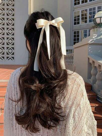 1pc Fairy Style Long Ribbon Bowknot Hair Clip, Elegant & Versatile Headwear, Suitable For Any Occasion Cute,School Hair Accessories For Women Claw Clips Hair Claws Hair Barrettes, School Stuff, College, Winter Outfit For Women, Bows