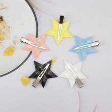5入組不彎曲髮夾,五角星樹脂不凸起髮型夾,星星美容化妝髮飾配件,適用於女性和女孩的聖誕禮物,化妝夾
