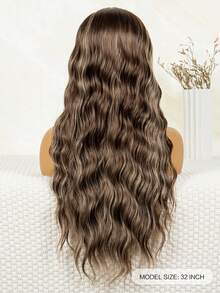 32inch Siêu dài Sợi tổng hợp Tóc giả phía trước Lace Với 13*3 Lớn Dợn sóng Phong cách Và Thép Xám Chất xơ Đầu Che phủ - Nhiều màu - Xem 4